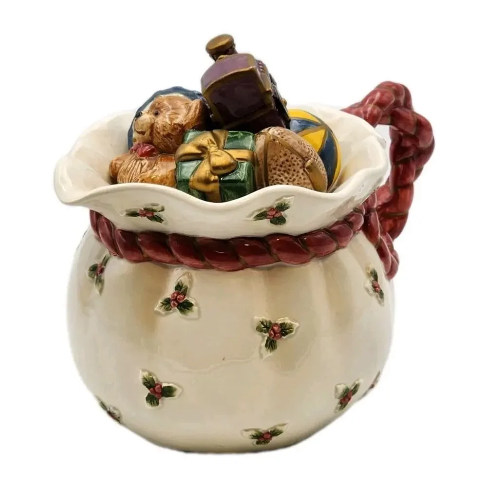 Fitz and Floyd Teapot Old World Santa’s Bag of Toys 42 OZ VTG 1994